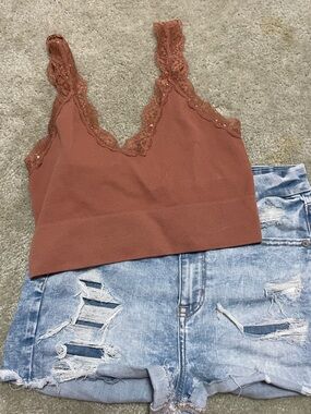 Bozzolo Dusty Rose Lace Bralette Crop Top